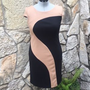 Chetta B Black & Tan Body Con Dress